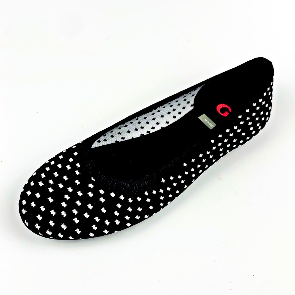 GB Girls Washable Black/White Dot Ballet Flats Big Girl Size 4